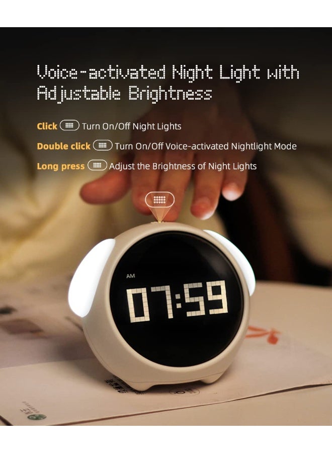 MikoDream Kids Alarm Clock, Dual Alarm Setting, Adjustable Brightness Night Light, Voice-Activated,Temperature Detection, Wake-up Alarm Clock, Toy and Gift for Toddler, Children, Students, Boys&Girls - Image 5